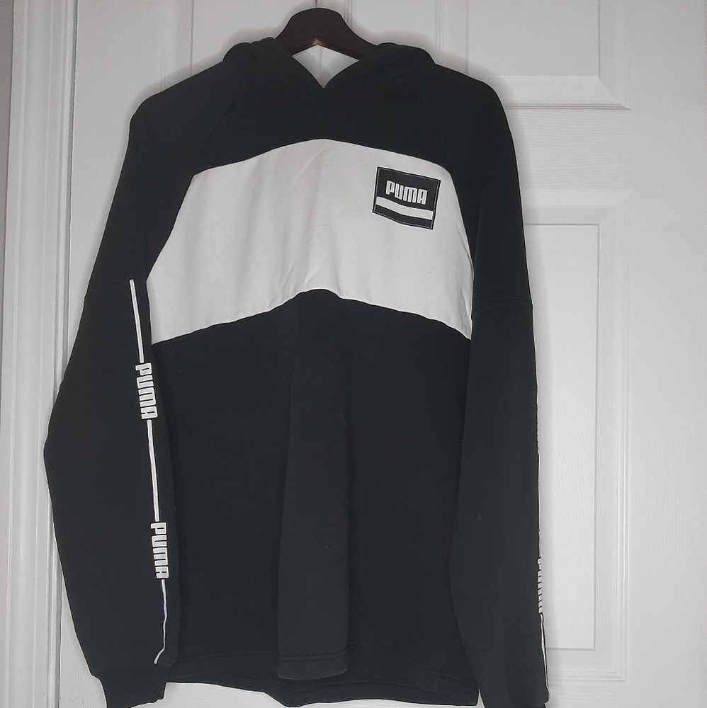 Puma Sweatshirt, Black and White, Large